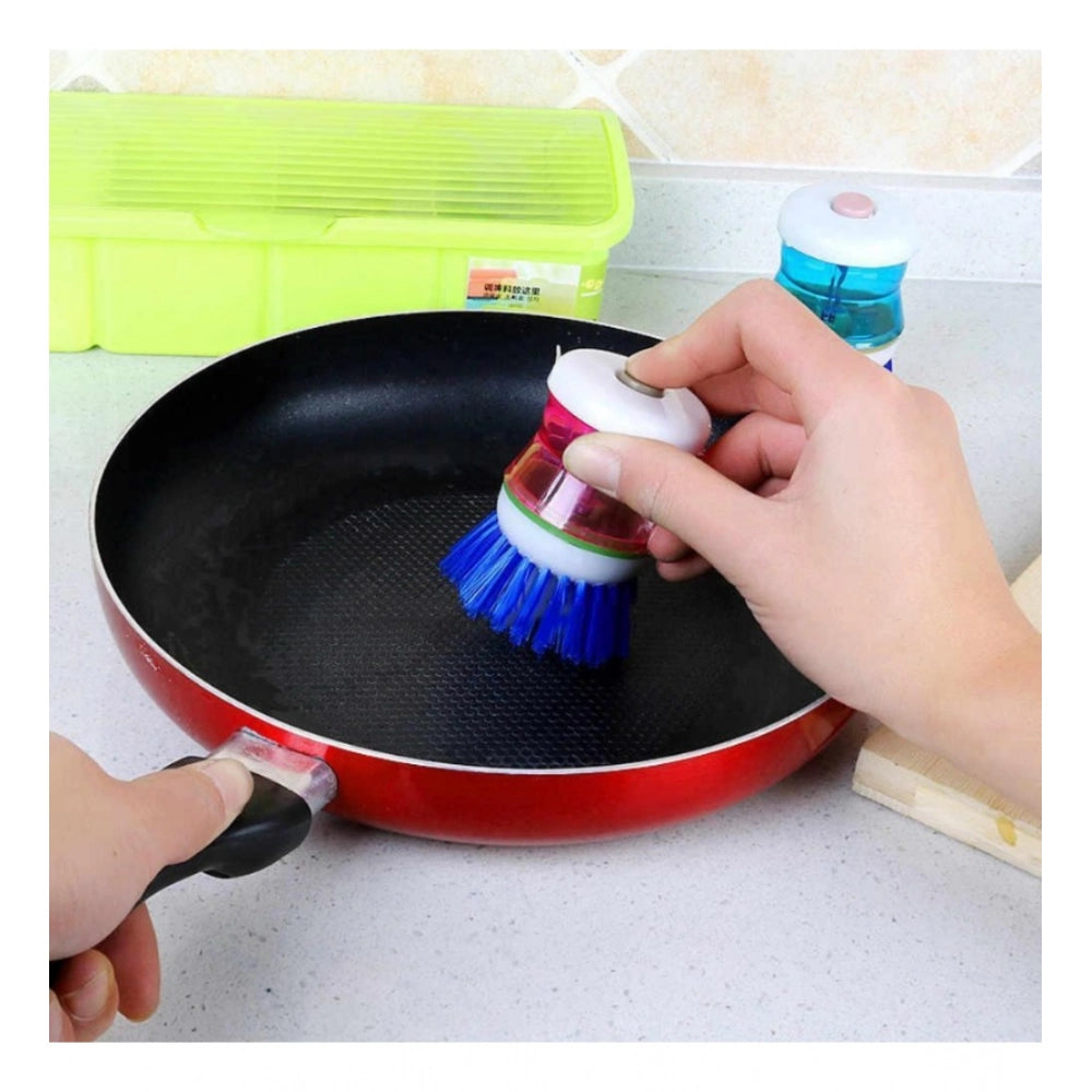 Generic Pack of 4_Plastic Wash Basin Brush Cleaner with Soap Dispenser – (Color: Assorted) Secondary image