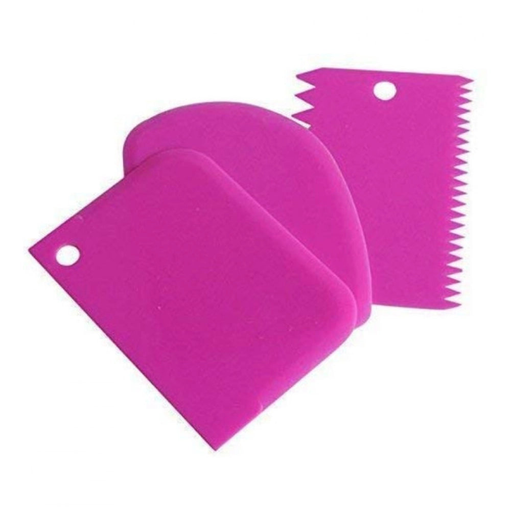 Generic Pack of 5_Plastic Dough And Cake Scraper Set – 3 Pieces (Color: Assorted)) Main image